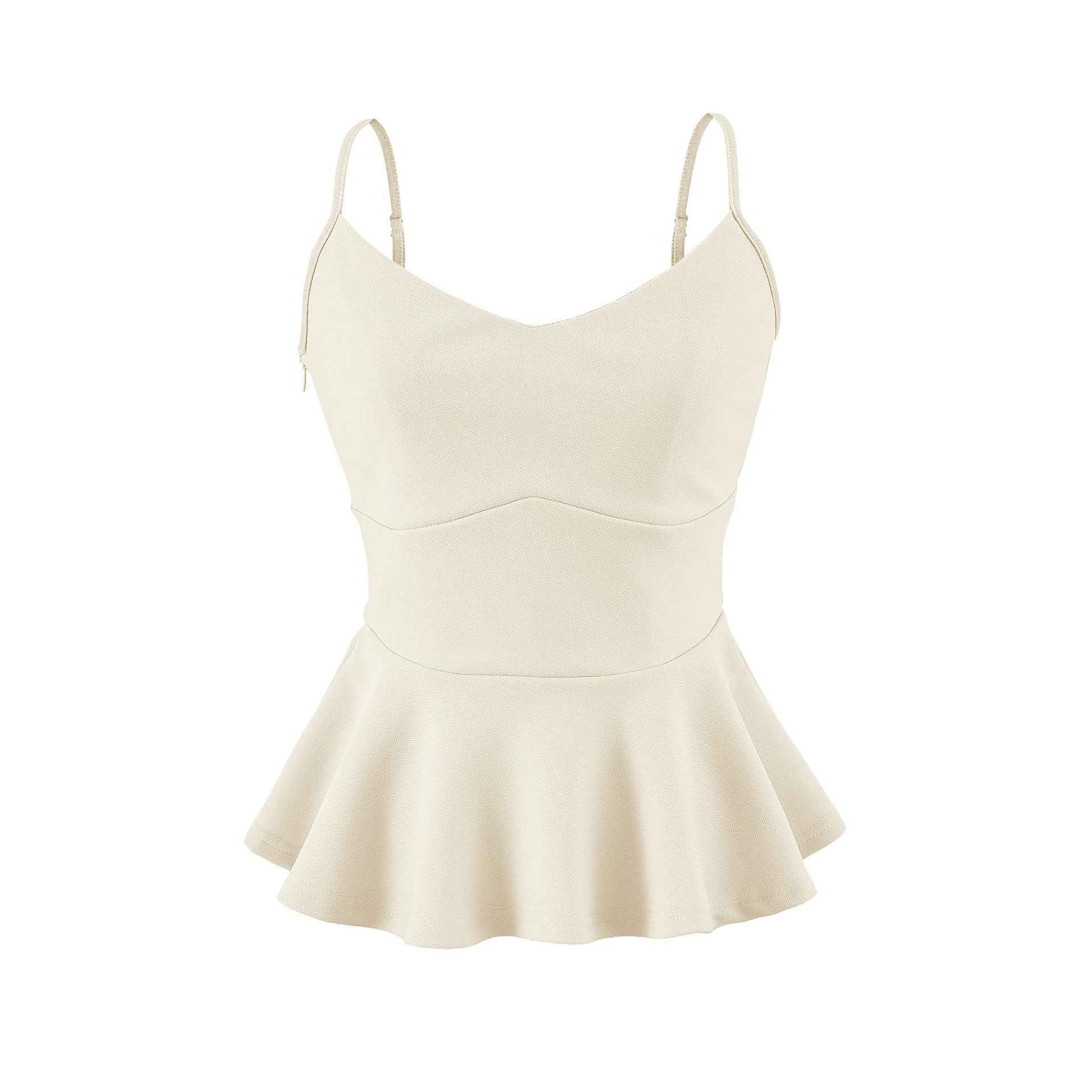 Cropped Ruffled-waistline Slim-fit Camisole Top