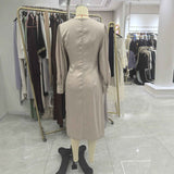 Elegant Light Luxury Satin Puff Sleeve Waist Dress